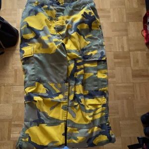 Yellow camouflage cargo pants